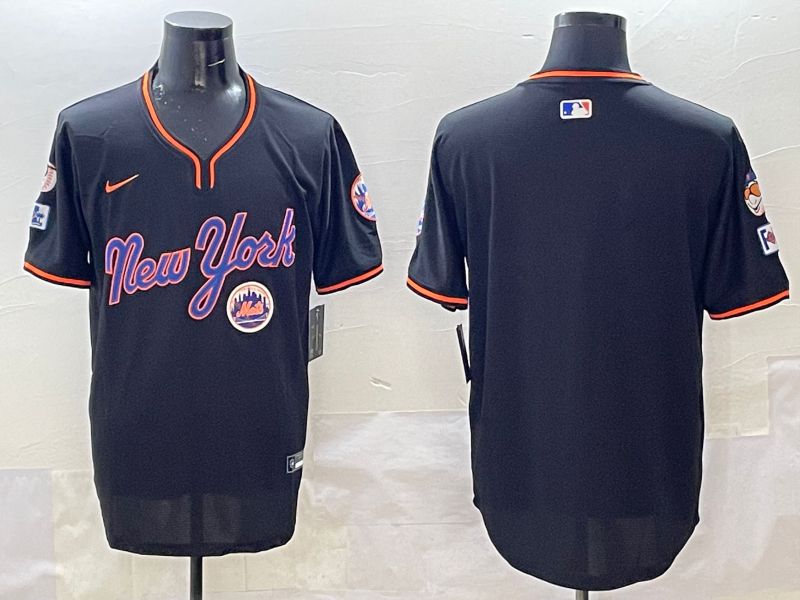 Men New York Mets Blank Black Throwback 2025 Nike MLB Jersey style 5077->houston astros->MLB Jersey